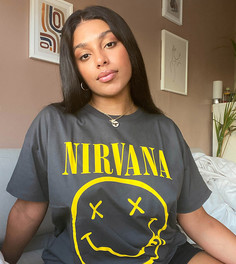 Oversized-футболка с надписью "Nirvana" ASOS DESIGN Curve-Черный цвет