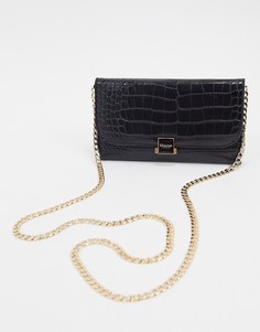 Миниатюрная сумка-кошелек на цепочке с отделкой под кожу крокодила Dune-Черный цвет