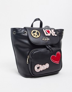 Черный рюкзак с нашивками Love Moschino