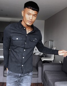 Черная обтягивающая джинсовая рубашка Liquor N Poker-Черный цвет