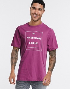 Футболка сливового цвета с логотипом American Eagle-Красный