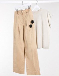 Бежевые широкие брюки с добавлением хлопка NA-KD-Neutral