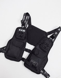 Черная сумка на грудь в стиле милитари с логотипом HXTN Supply-Черный