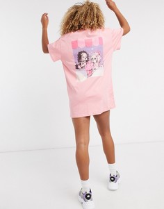 Платье-футболка с принтом щенков на спине New Girl Order-Розовый