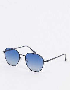 Солнцезащитные очки в черной шестиугольной оправе с синими линзами Quay Australia-Черный