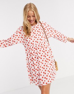 Белое свободное платье мини с цветочным принтом ASOS DESIGN-Многоцветный