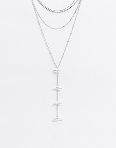 Серебристое ожерелье в несколько рядов с подвесками из искусственного жемчуга Liars & Lovers-Серебристый