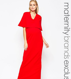 Платье макси с широкими рукавами для беременных Club L Maternity-Красный