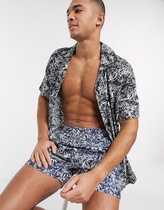 Рубашка с тропическим принтом от комплекта French Connection-Темно-синий