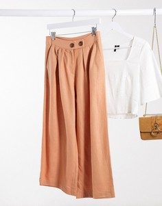 Льняные кюлоты рыжего цвета Vero Moda-Коричневый