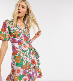 Платье с запахом и цветочным принтом Influence Tall-Мульти