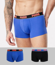 Набор из 2 боксеров-брифов с контрастным поясом с логотипом Puma-Синий