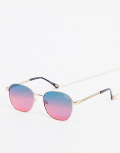 Круглые солнцезащитные очки с цветными стеклами Quay Australia Link Up-Золотистый