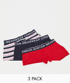 Набор из 3 боксеров-брифов (розовый/темно-синий/в полоску) Burton Menswear