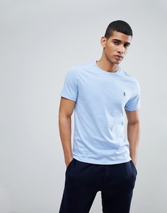 Светло-синяя футболка с логотипом Polo Ralph Lauren-Синий