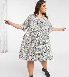Платье-рубашка с абстрактным мраморным принтом Noisy May Curve-Мульти