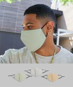 3 маски для лица унисекс нейтральных оттенков ASOS DESIGN-Мульти