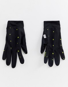 Черные перчатки с неоновым ацтекским принтом ASOS 4505 running-Черный