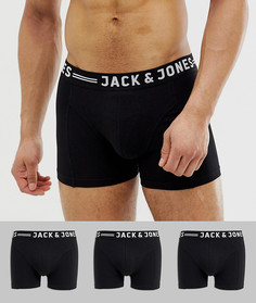 Набор из 3 пар боксеров-брифов с контрастным поясом Jack & Jones-Черный