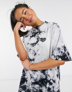 Oversized-футболка с принтом тай-дай и отделкой на спине Lazy Oaf-Белый