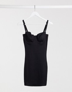 Моделирующее платье с чашечками на косточках для груди большого размера ASOS DESIGN-Черный цвет