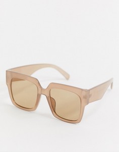 Солнцезащитные очки в стиле 70-х в крупной оправе ASOS DESIGN-Коричневый цвет