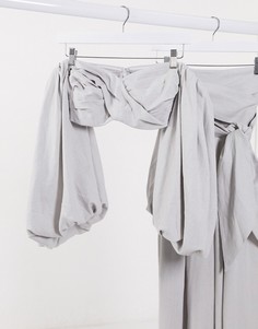 Серый кроп-топ от комплекта с пышными рукавами ASOS EDITION