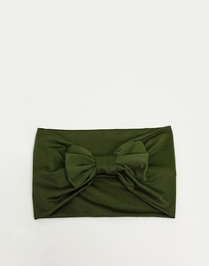 Повязка на голову цвета хаки с бантом KazBands-Зеленый