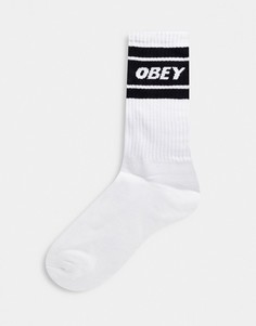 Белые носки с черными вставками Obey-Белый
