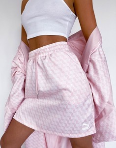 Розовая атласная юбка с разрезами по бокам Puma-Розовый цвет