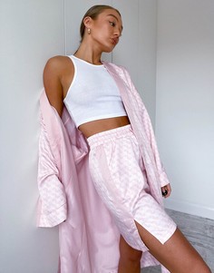Розовое атласное кимоно с принтом логотипа Puma-Розовый