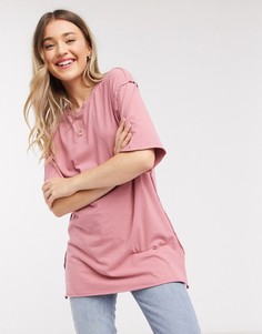 Свободная розовая футболка с акцентными швами ASOS DESIGN-Розовый цвет