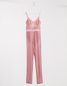 Розовый комбинезон с кружевным лифом I Saw It First-Розовый цвет