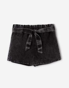 Серые джинсовые шорты с поясом для девочки Gloria Jeans