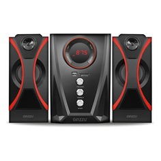 Колонки Bluetooth Ginzzu GM-407, 2.1, черный/ красный [00-00001154]