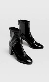 Stradivarius Черные Лакированные Ботильоны На Каблуке Женская Коллекция Черный 36