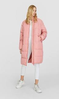 Stradivarius Стеганое Пальто Женская Коллекция Пастельно-Розовый L