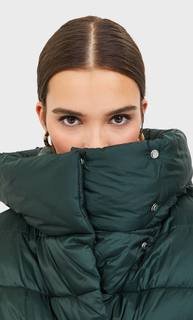 Stradivarius Стеганое Пальто С Двойным Воротником Женская Коллекция Бутылочно-Зеленый S