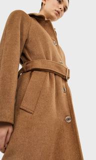 Stradivarius Драповое Пальто С Поясом Женская Коллекция Коричневый L