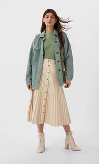 Stradivarius Вельветовая Куртка-Рубашка Женская Коллекция Зеленый Xs