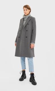 Stradivarius Базовое Пальто Из Драпа Женская Коллекция Темно-Серый L