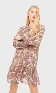 Stradivarius Мини-Платье С Цветочным Принтом Женская Коллекция Бежевый M