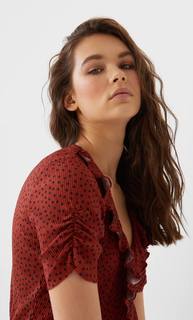 Stradivarius Длинный Плиссированный Комбинезон С Воланами Женская Коллекция Multicolor M