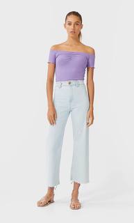 Stradivarius Базовая Футболка Со Сборкой Женская Коллекция Multicolor L