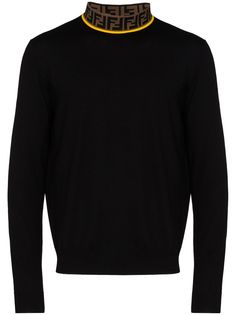 Fendi свитер с логотипом FF на воротнике