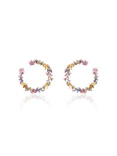 Suzanne Kalan золотые серьги-кольца Fireworks с сапфирами