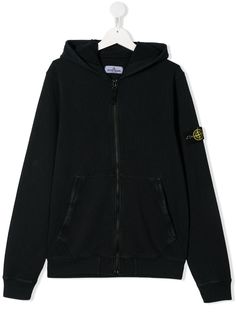 Stone Island Junior худи на молнии с нашивкой-логотипом
