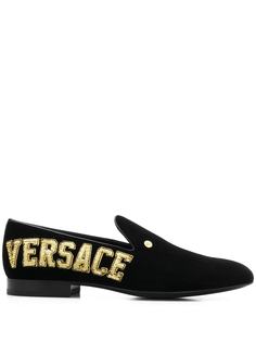 Versace слиперы с вышитым логотипом