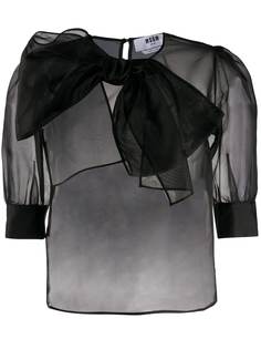 MSGM полупрозрачный топ с бантом