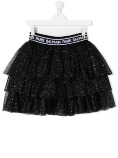 Balmain Kids юбка из тюля с блестками